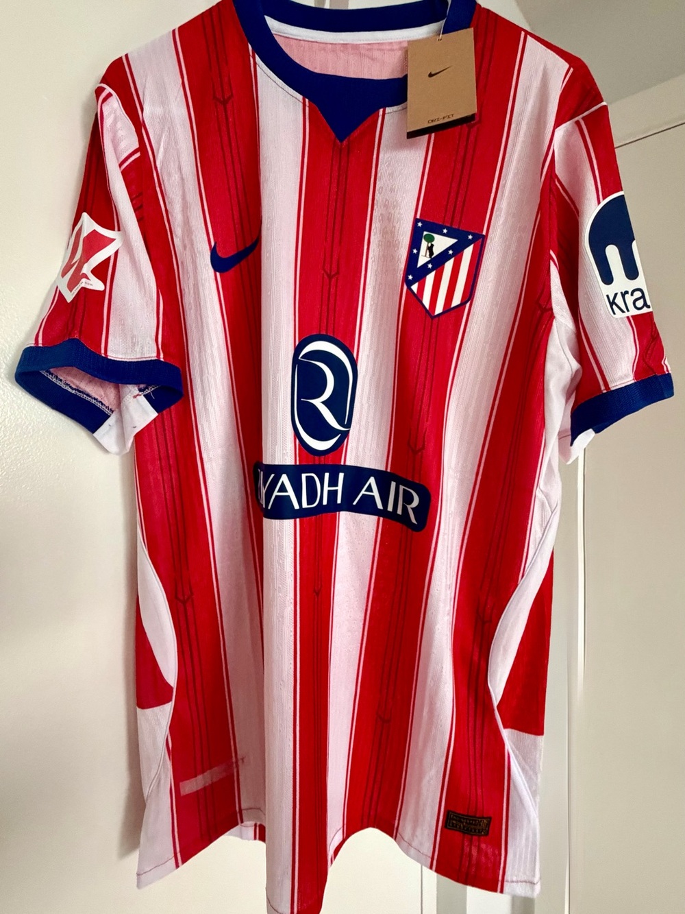 Red and White Striped Atlético Madrid Home Jersey player version